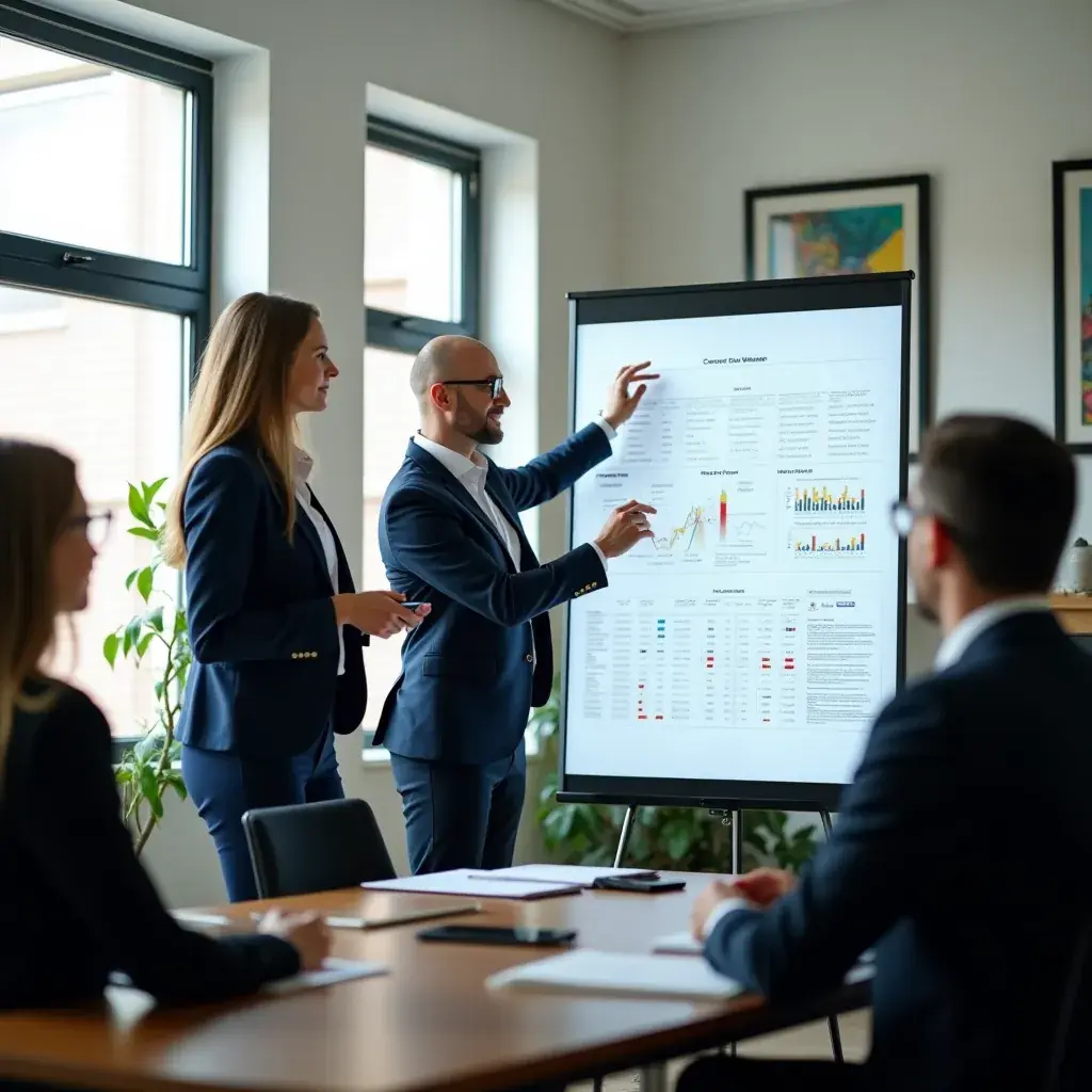 Berater diskutieren innovative Lösungen für Unternehmensherausforderungen